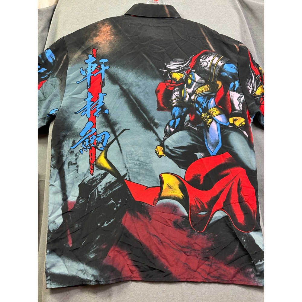 Billion Bay Men's Anime Warrior Graphic Button Down Shirt Black Red Large L - Picture 10 of 10